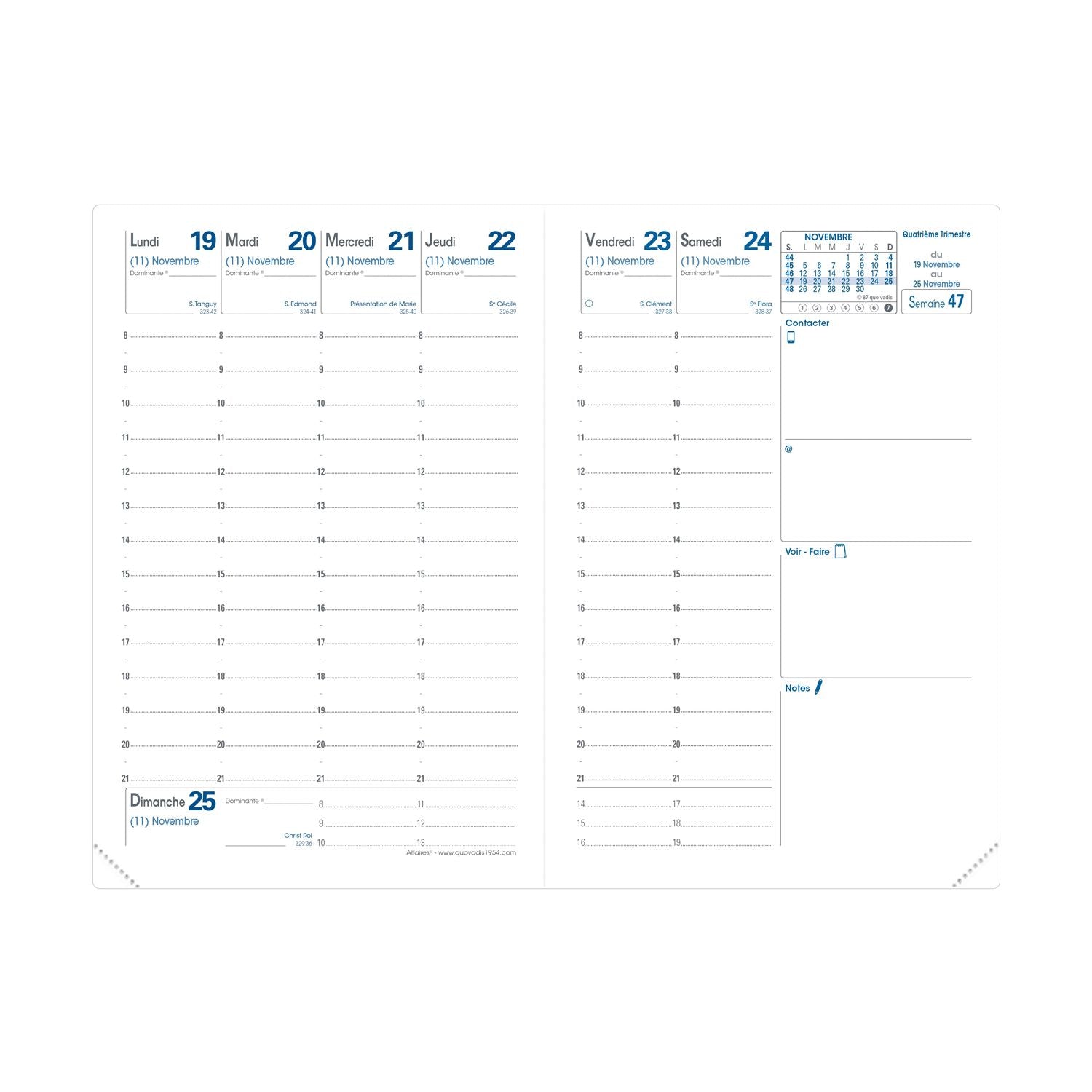 Agenda 2025 QUO VADIS Affaires Toscana - 1 semaine sur 2 pages - 10 x 15 cm - Beige - 3371010509706