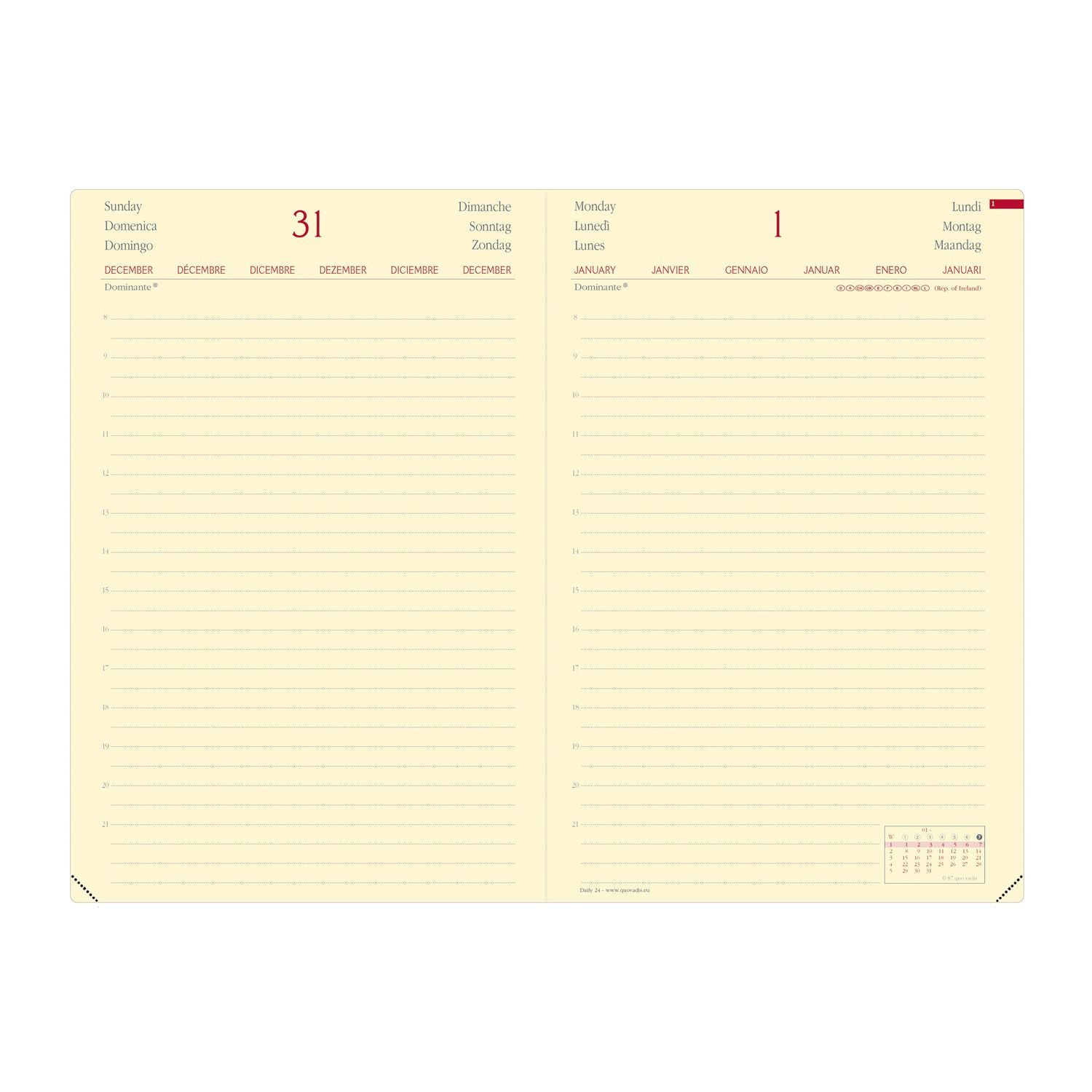 Agenda 2025 QUO VADIS Daily 24 Prestige Silk - 1 jour par page - 16 x 24 cm - Marine - 3371010486984