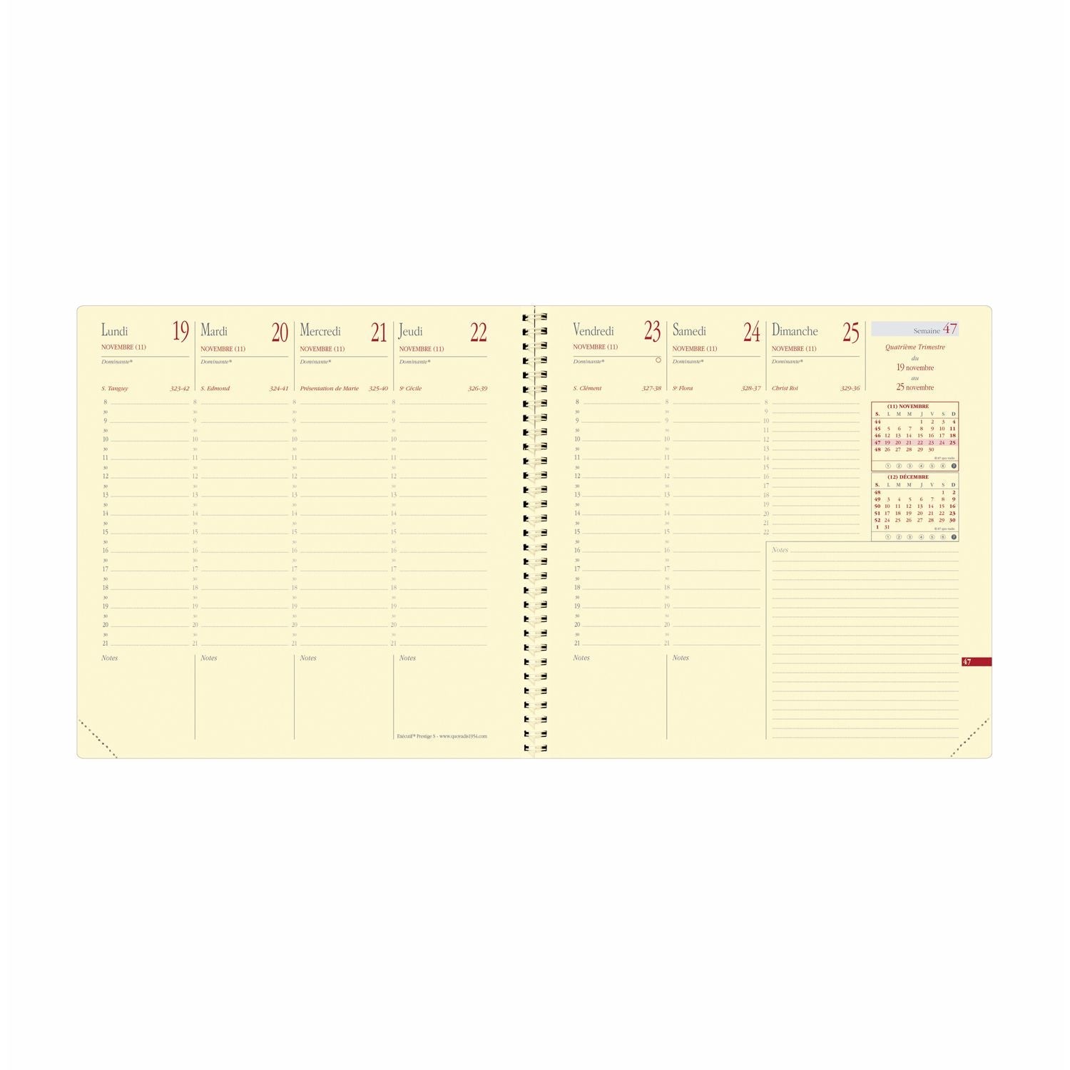 Agenda 2025 QUO VADIS Exécutif Prestige S Soho - 1 semaine sur 2 pages - 16 x 16 cm - Beige - 3371010488704