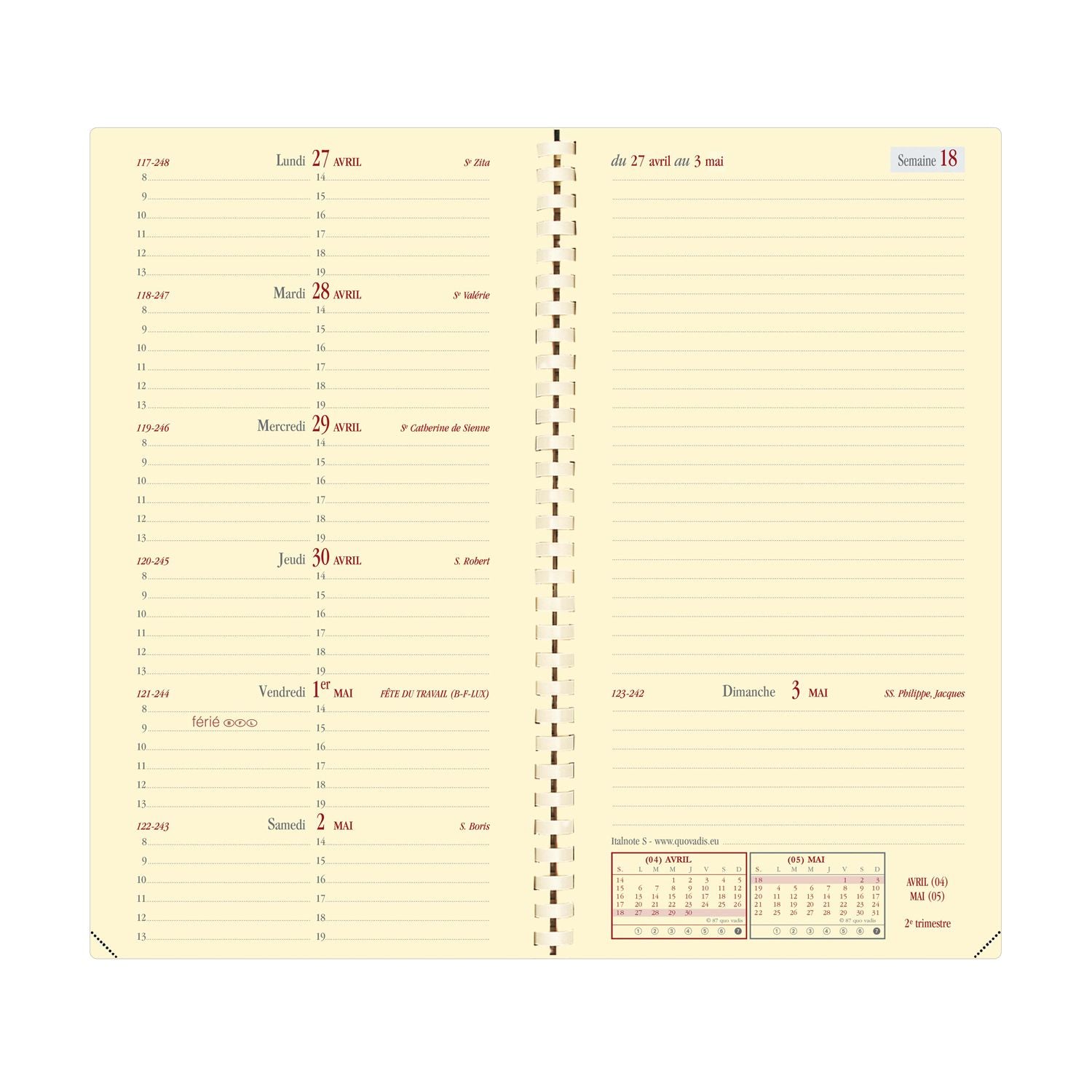 Agenda 2025 QUO VADIS Italnote S Impala - 1 semaine + notes - 8.8 x 17 cm - Bleu prusse - 3371010480432