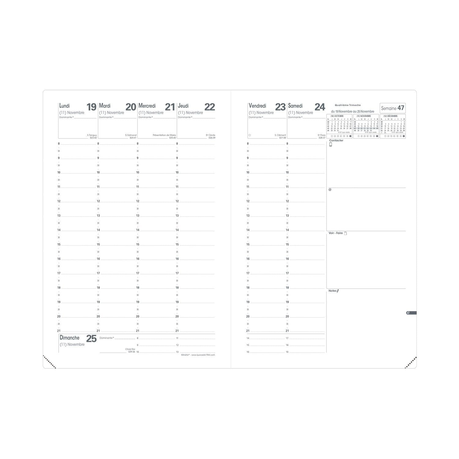 Agenda 2025 QUO VADIS Ministre Club - 1 semaine sur 2 pages - 16 x 24 cm - Bronze - 3371010491223