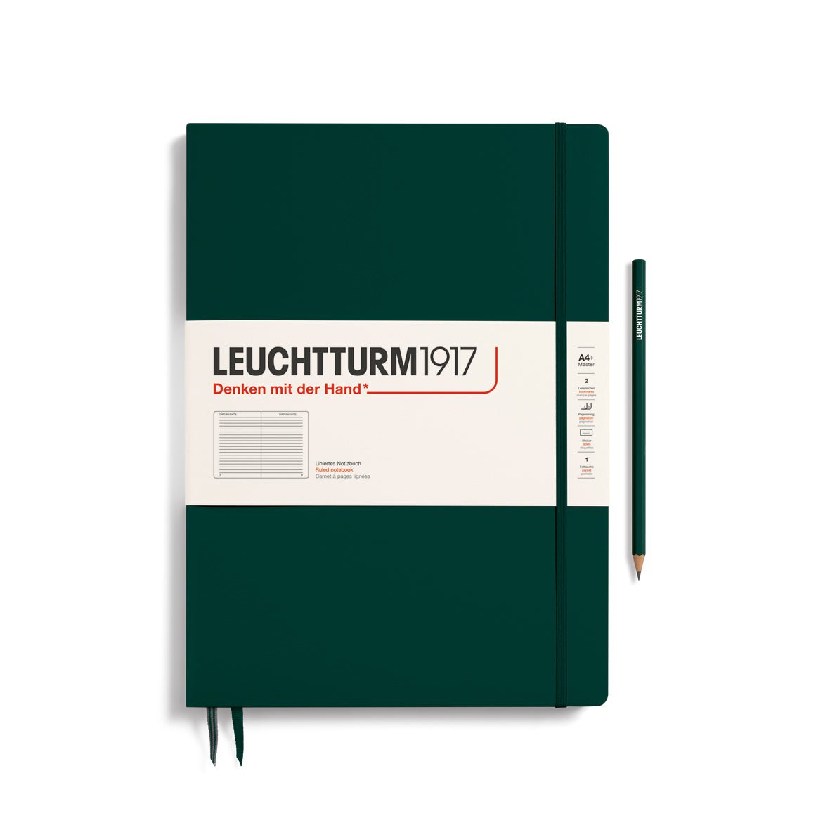 Carnet LEUCHTTURM1917 Classic - A4+ Slim - Hardcover - Ligné - Forest Green - 