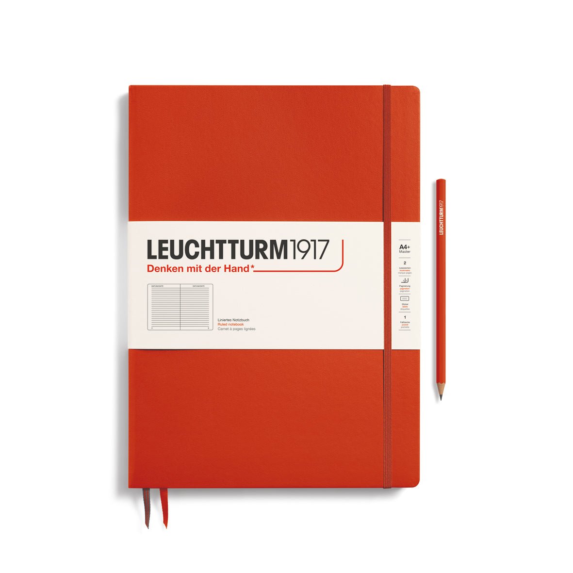 Carnet LEUCHTTURM1917 Classic - A4+ Slim - Hardcover - Ligné - Fox Red - 