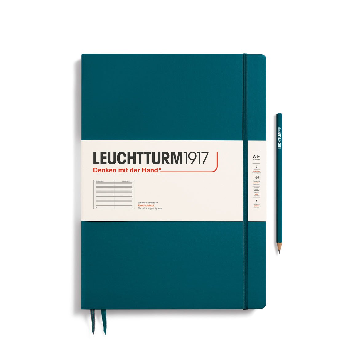 Carnet LEUCHTTURM1917 Classic - A4+ Slim - Hardcover - Ligné - Pacific Green - 4004117552830