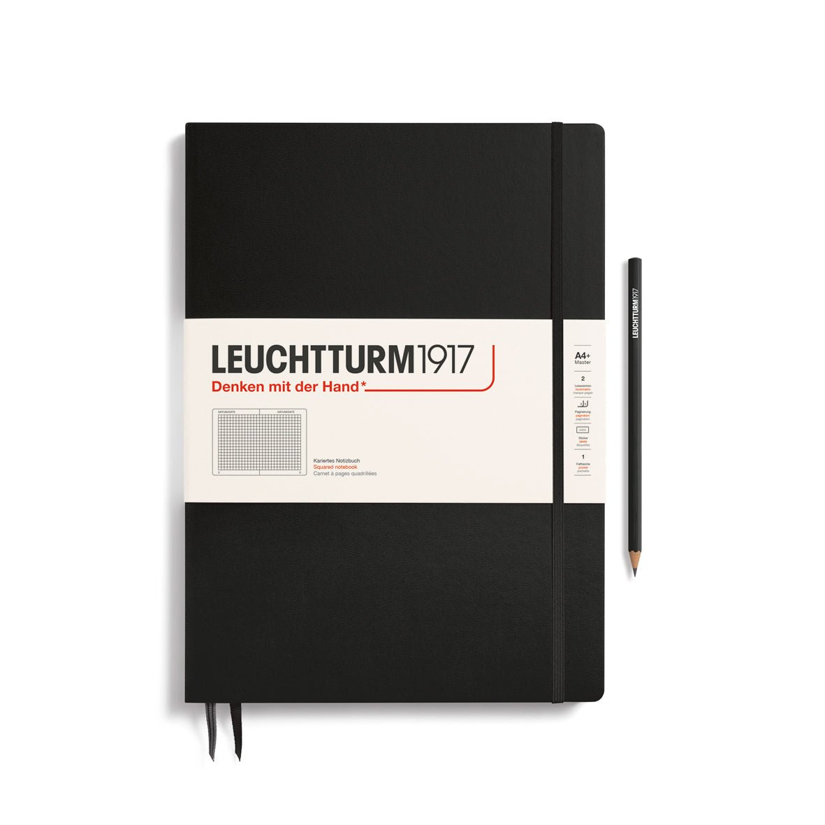 Carnet LEUCHTTURM1917 Classic - A4+ Slim - Hardcover - Quadrillé - Black - 4004117328169