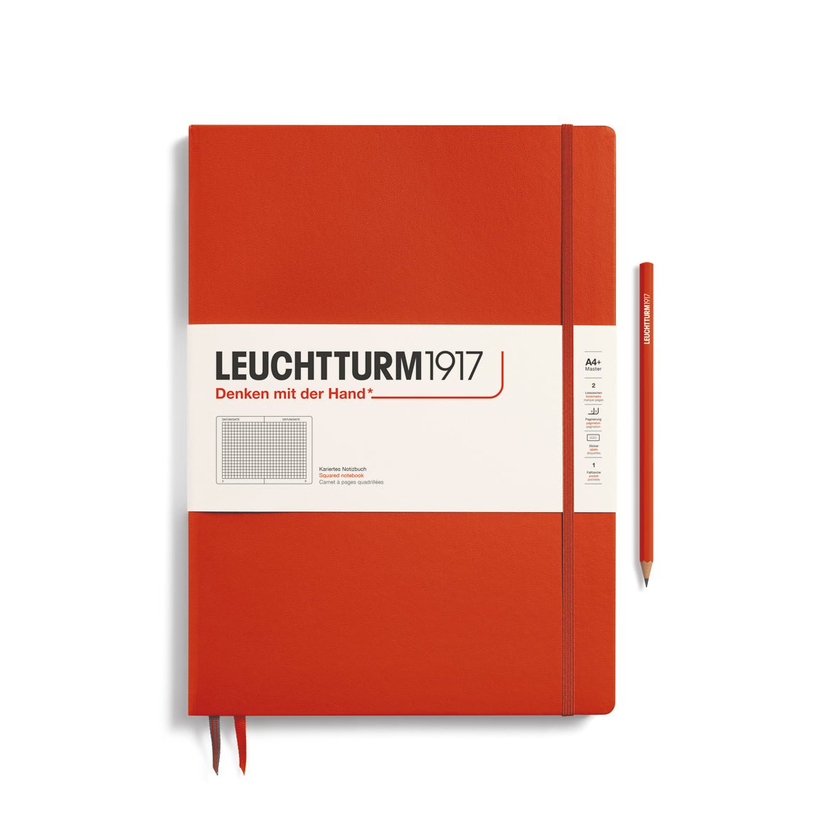 Carnet LEUCHTTURM1917 Classic - A4+ Slim - Hardcover - Quadrillé - Fox Red - 