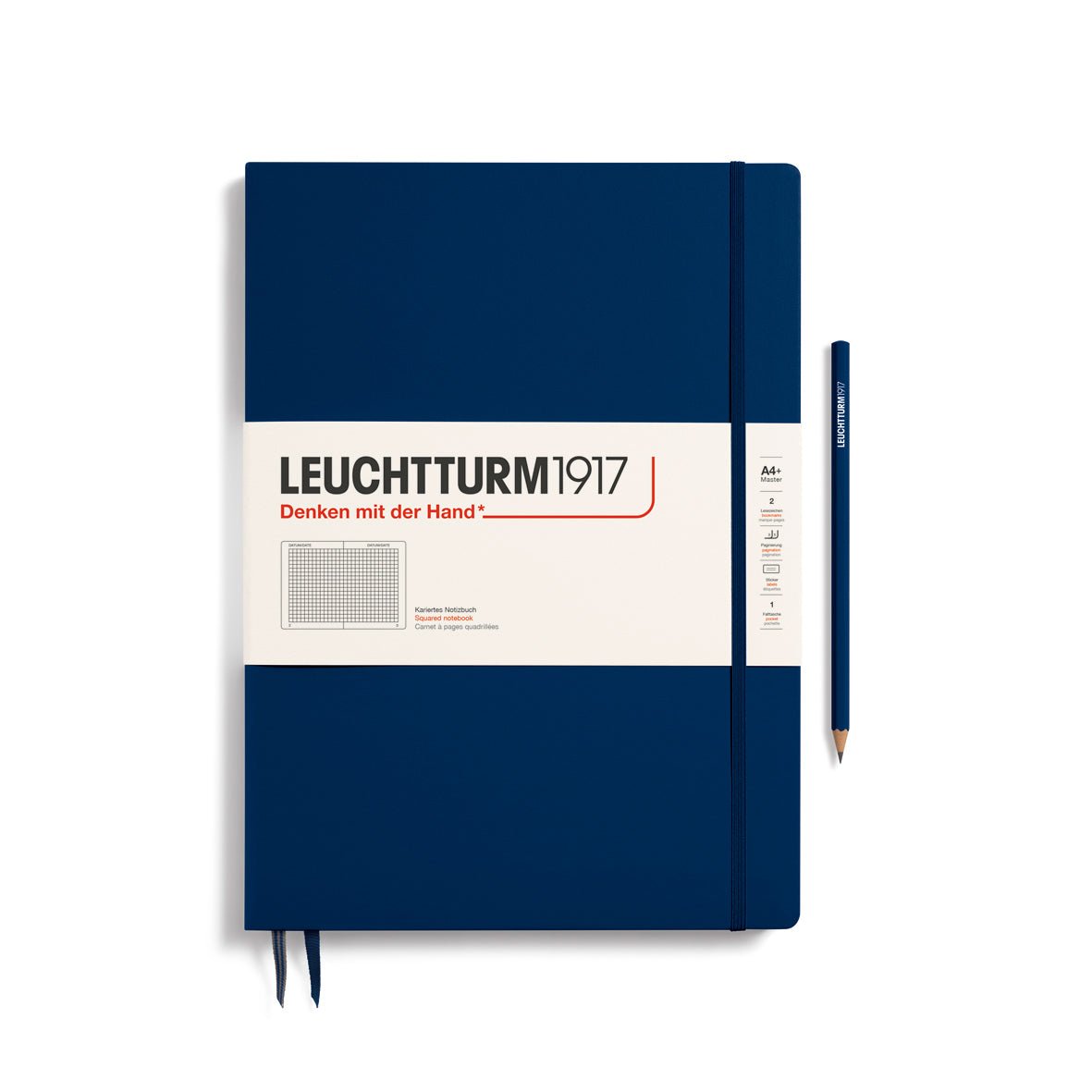 Carnet LEUCHTTURM1917 Classic - A4+ Slim - Hardcover - Quadrillé - Marine - 4004117393891