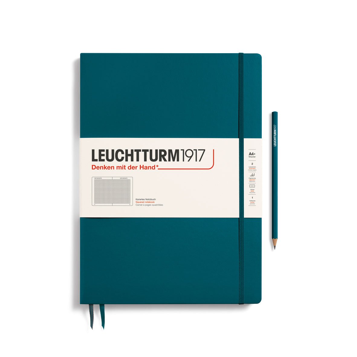 Carnet LEUCHTTURM1917 Classic - A4+ Slim - Hardcover - Quadrillé - Pacific Green - 4004117552847