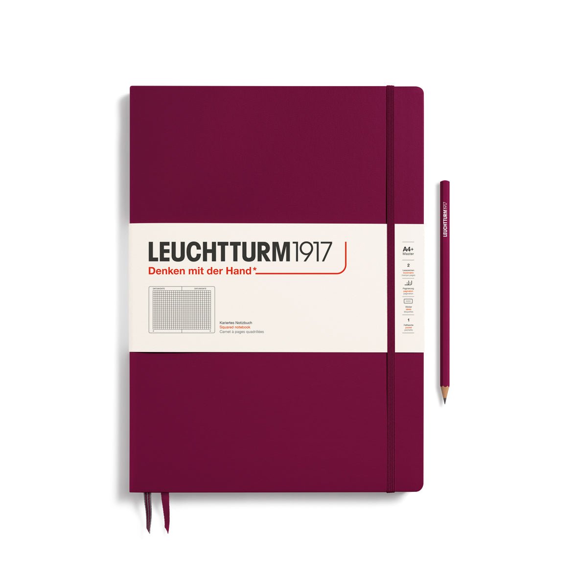 Carnet LEUCHTTURM1917 Classic - A4+ Slim - Hardcover - Quadrillé - Port Red - 4004117552809