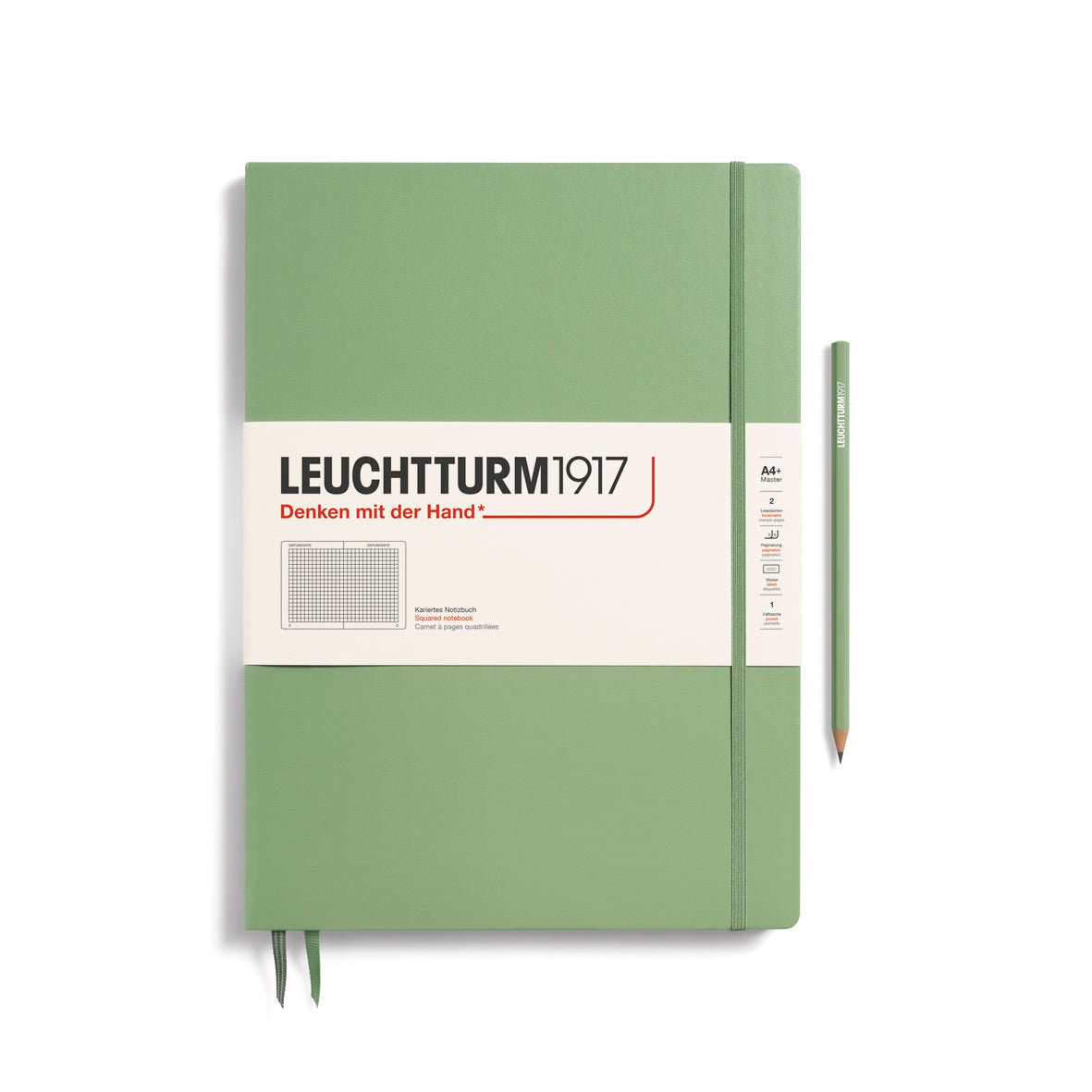 Carnet LEUCHTTURM1917 Classic - A4+ Slim - Hardcover - Quadrillé - Sage - 4004117593086