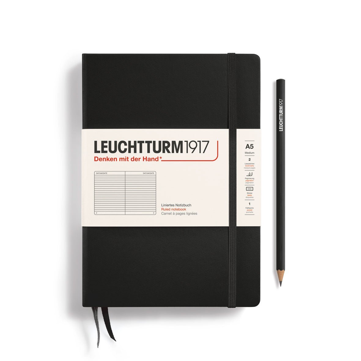 Carnet LEUCHTTURM1917 Classic - A5 - Hardcover - Ligné - Black - 4004117258107