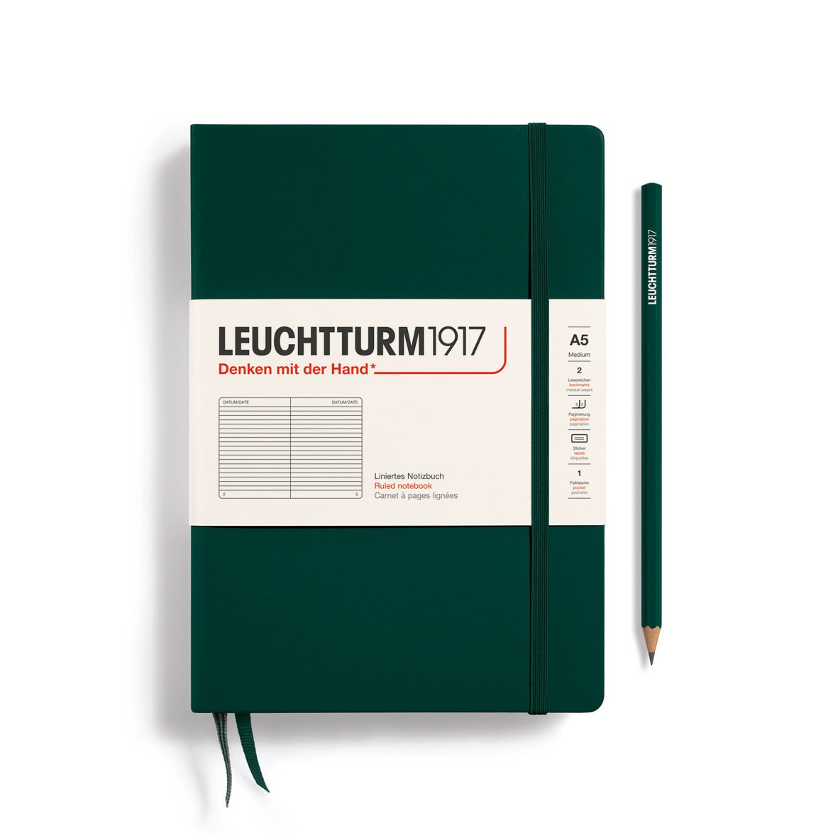 Carnet LEUCHTTURM1917 Classic - A5 - Hardcover - Ligné - Forest Green - 4004117625947