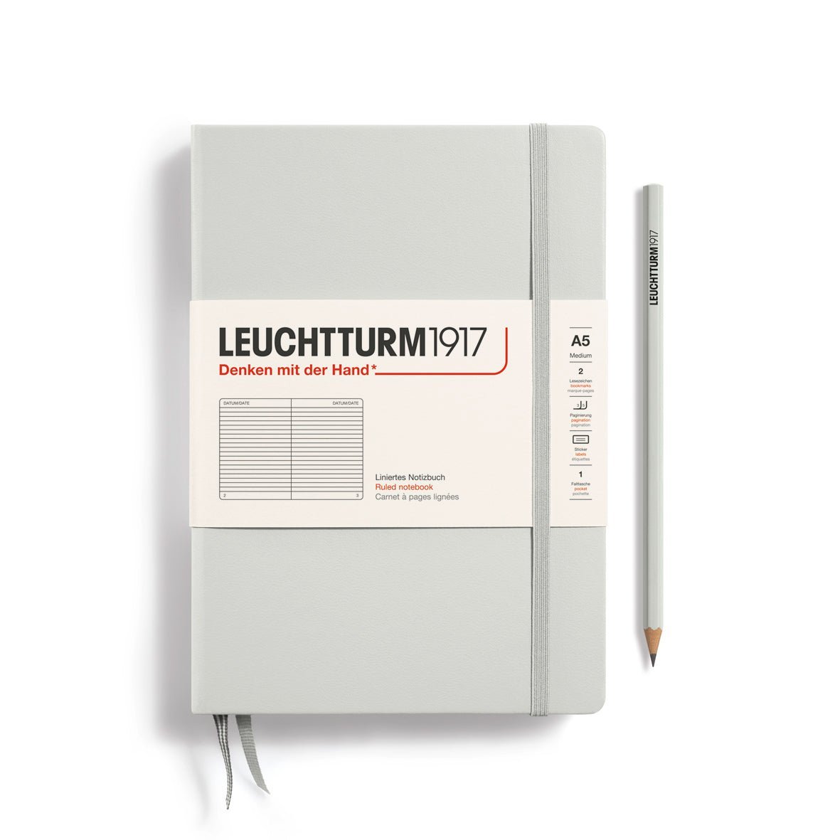 Carnet LEUCHTTURM1917 Classic - A5 - Hardcover - Ligné - Light Grey - 4004117625862