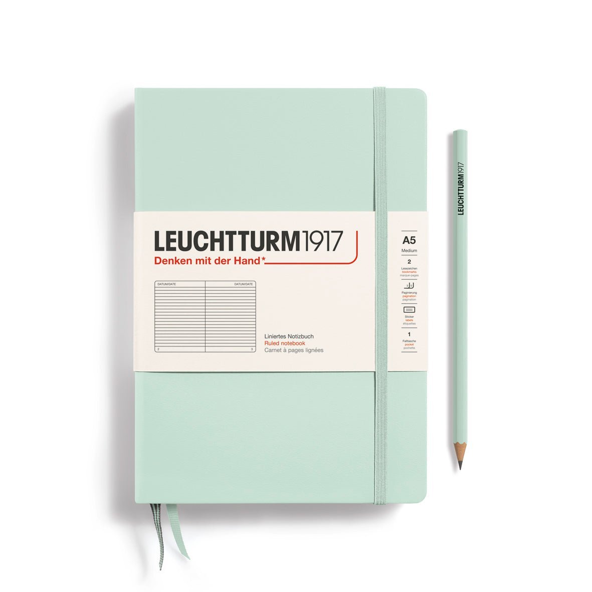 Carnet LEUCHTTURM1917 Classic - A5 - Hardcover - Ligné - Mint Green - 4004117625985