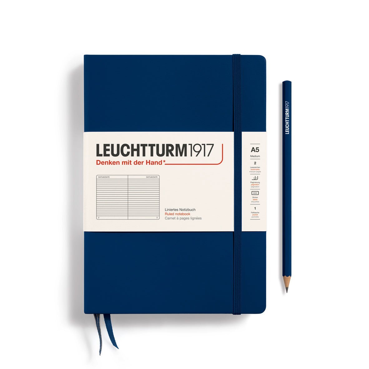 Carnet LEUCHTTURM1917 Classic - A5 - Hardcover - Ligné - Navy - 4004117393846