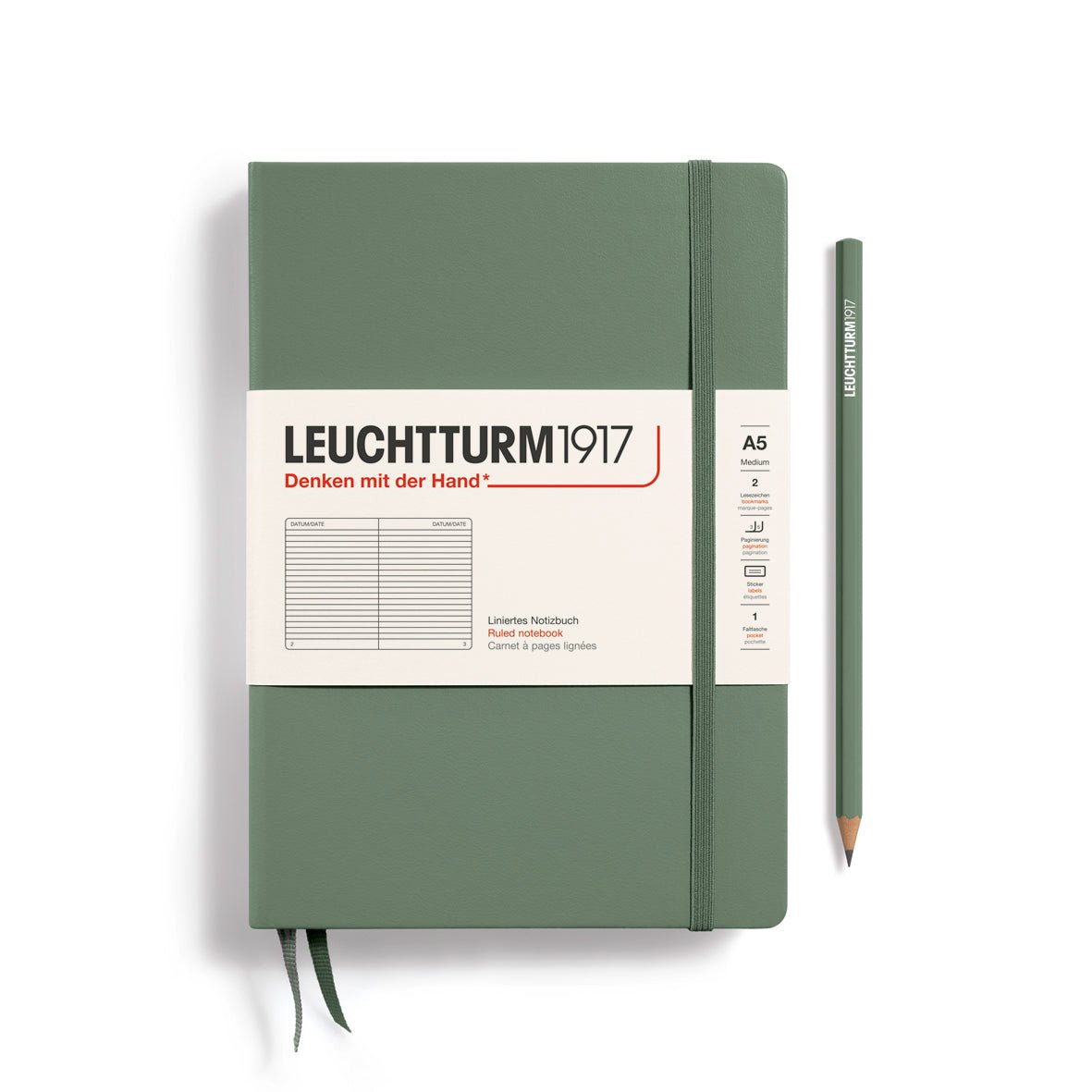 Carnet LEUCHTTURM1917 Classic - A5 - Hardcover - Ligné - Olive - 4004117609398