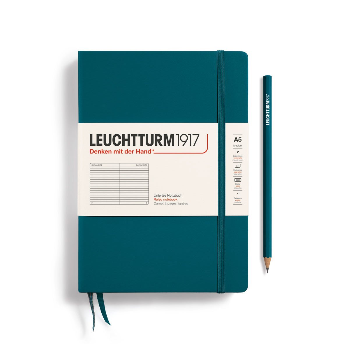 Carnet LEUCHTTURM1917 Classic - A5 - Hardcover - Ligné - Pacific Green - 4004117551871