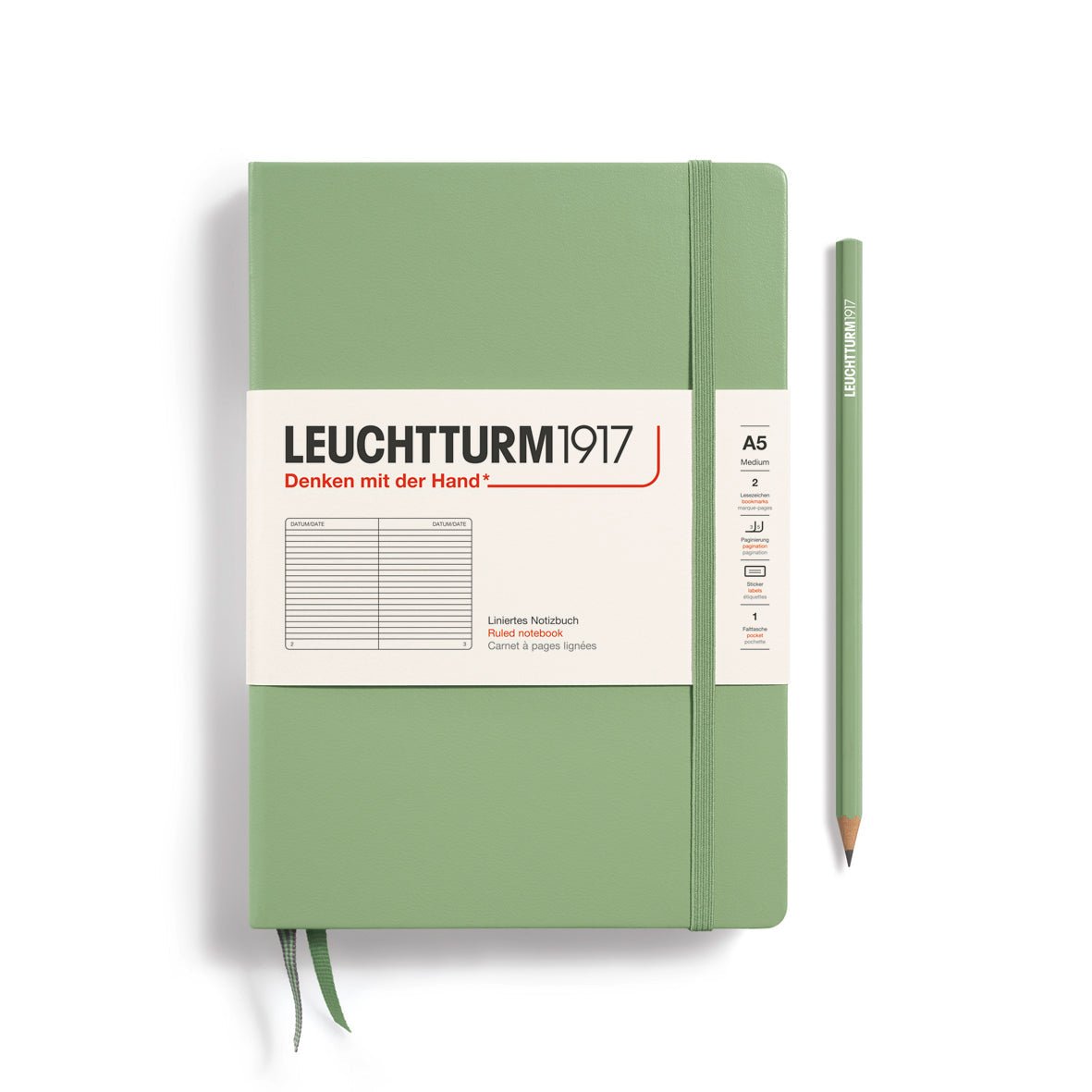 Carnet LEUCHTTURM1917 Classic - A5 - Hardcover - Ligné - Sage - 4004117569982