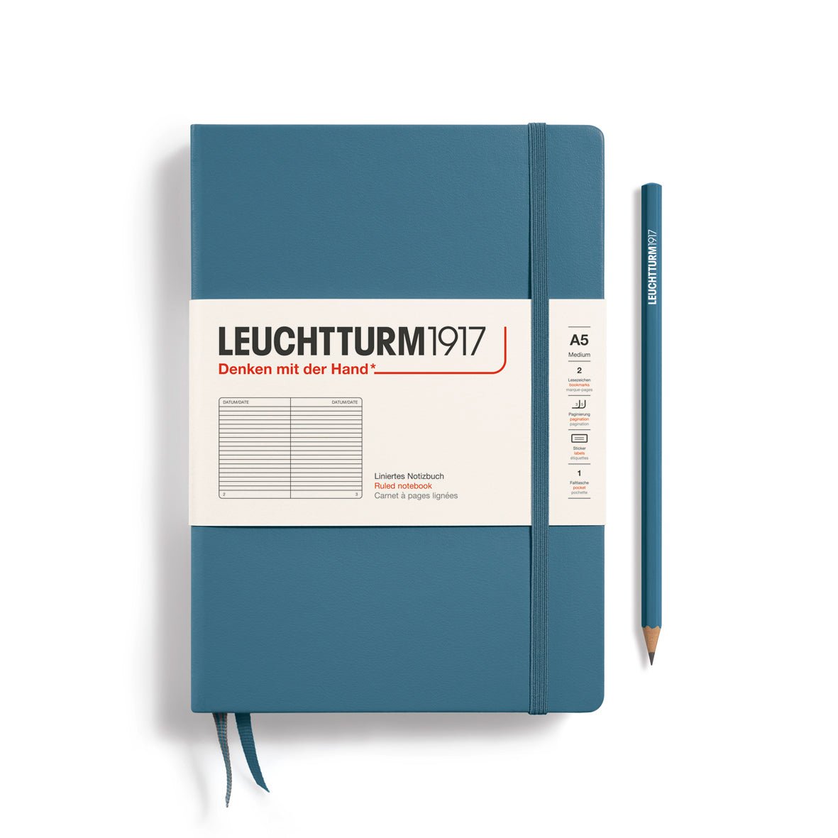 Carnet LEUCHTTURM1917 Classic - A5 - Hardcover - Ligné - Stone Blue - 4004117587412