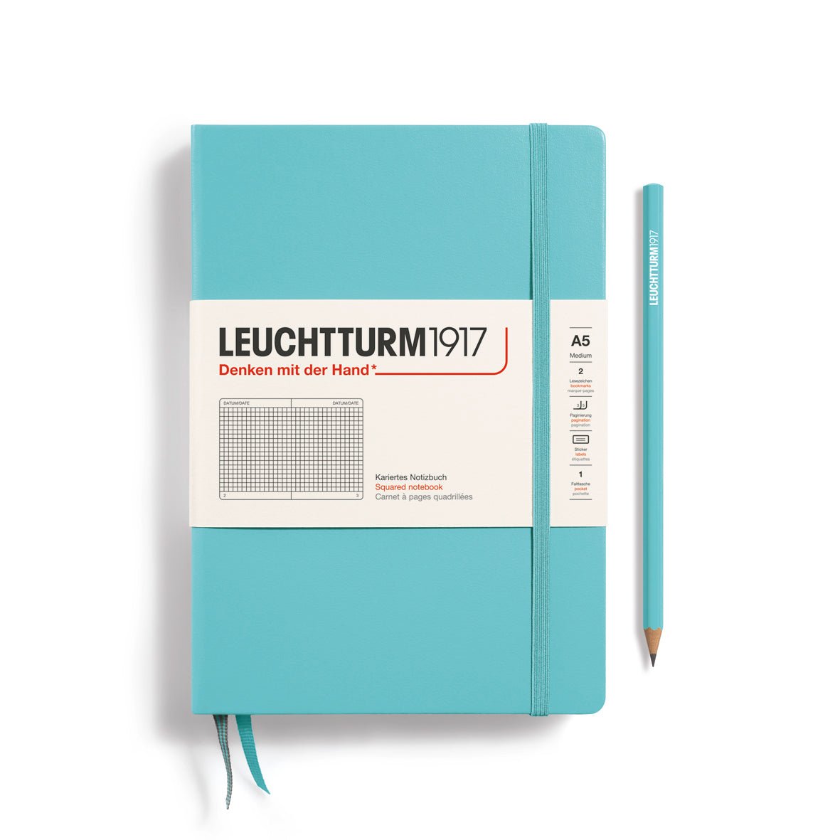 Carnet LEUCHTTURM1917 Classic - A5 - Hardcover - Quadrillé - Aquamarine - 4004117588037