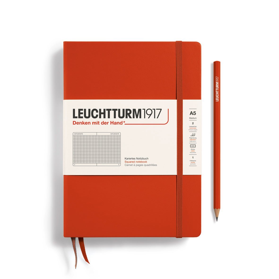 Carnet LEUCHTTURM1917 Classic - A5 - Hardcover - Quadrillé - Fox Red - 4004117625916