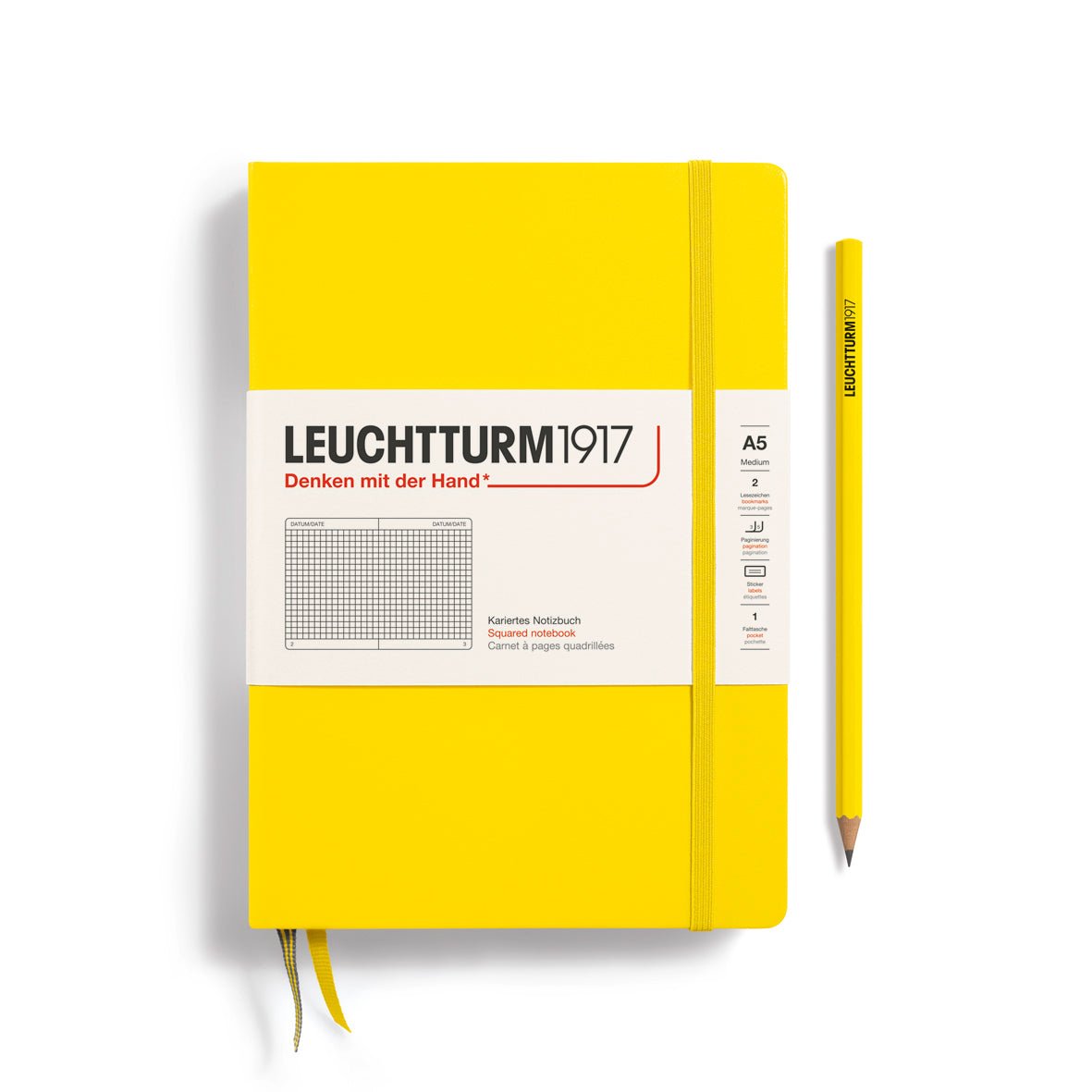 Carnet LEUCHTTURM1917 Classic - A5 - Hardcover - Quadrillé - Lemon - 4004117424861