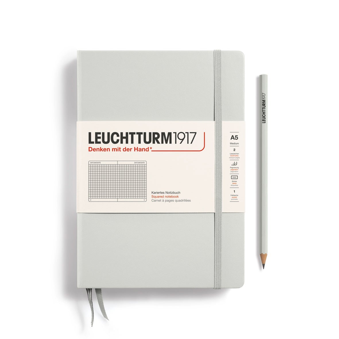 Carnet LEUCHTTURM1917 Classic - A5 - Hardcover - Quadrillé - Light Grey - 4004117625879