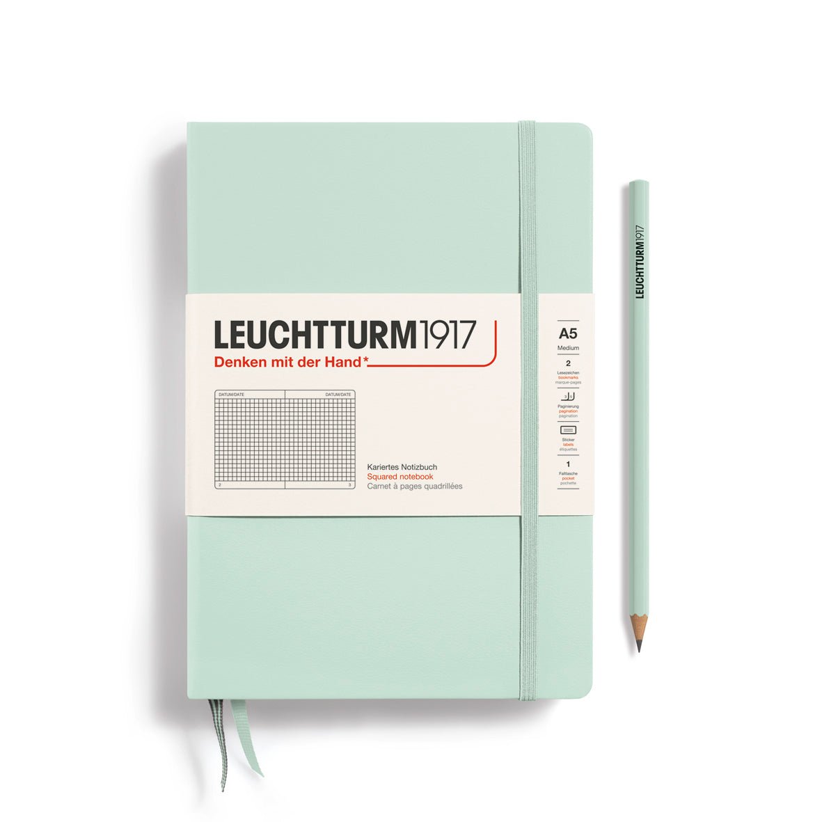 Carnet LEUCHTTURM1917 Classic - A5 - Hardcover - Quadrillé - Mint Green - 4004117625992