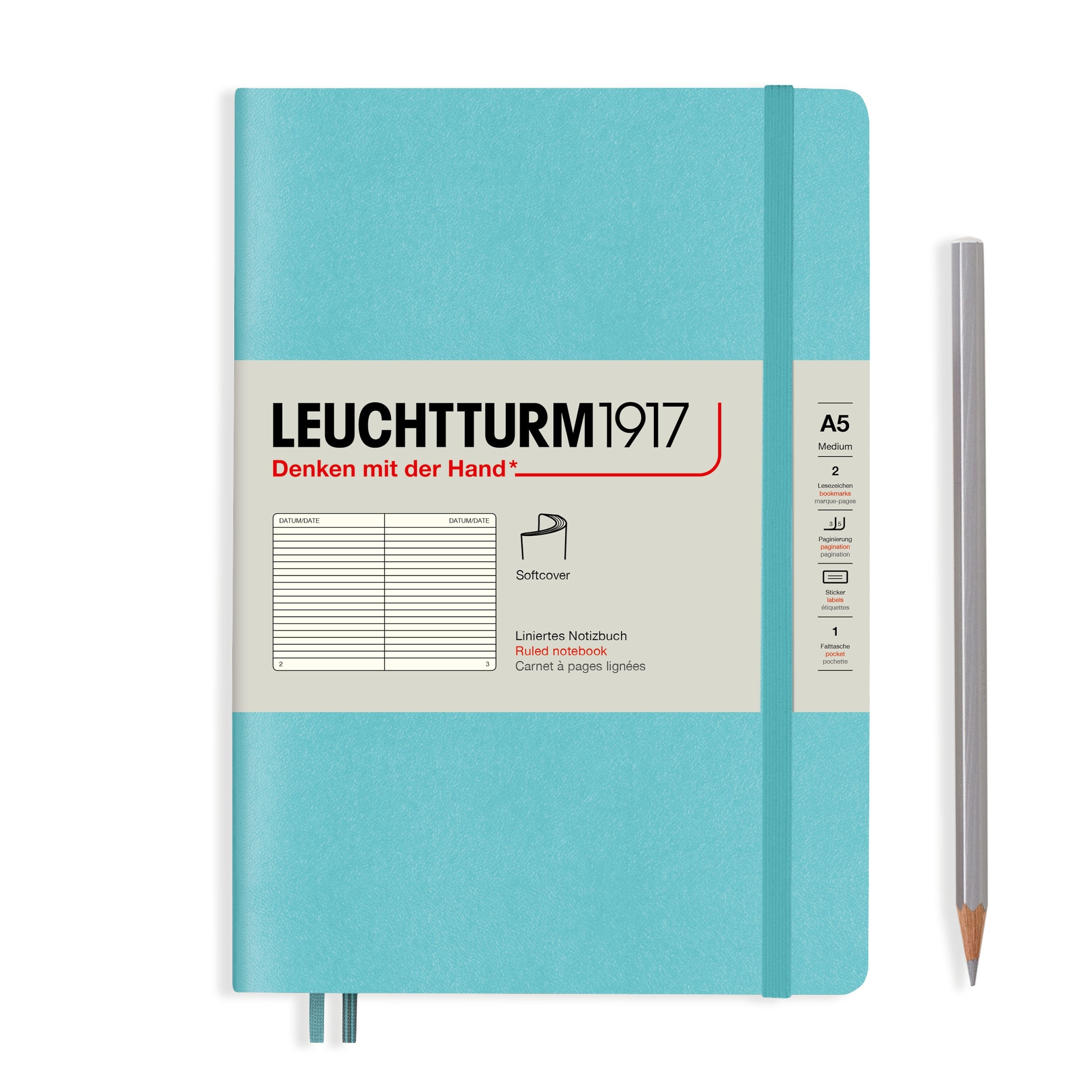 Carnet LEUCHTTURM1917 Classic - A5 - Softcover - Ligné - Aquamarine - 4004117588181