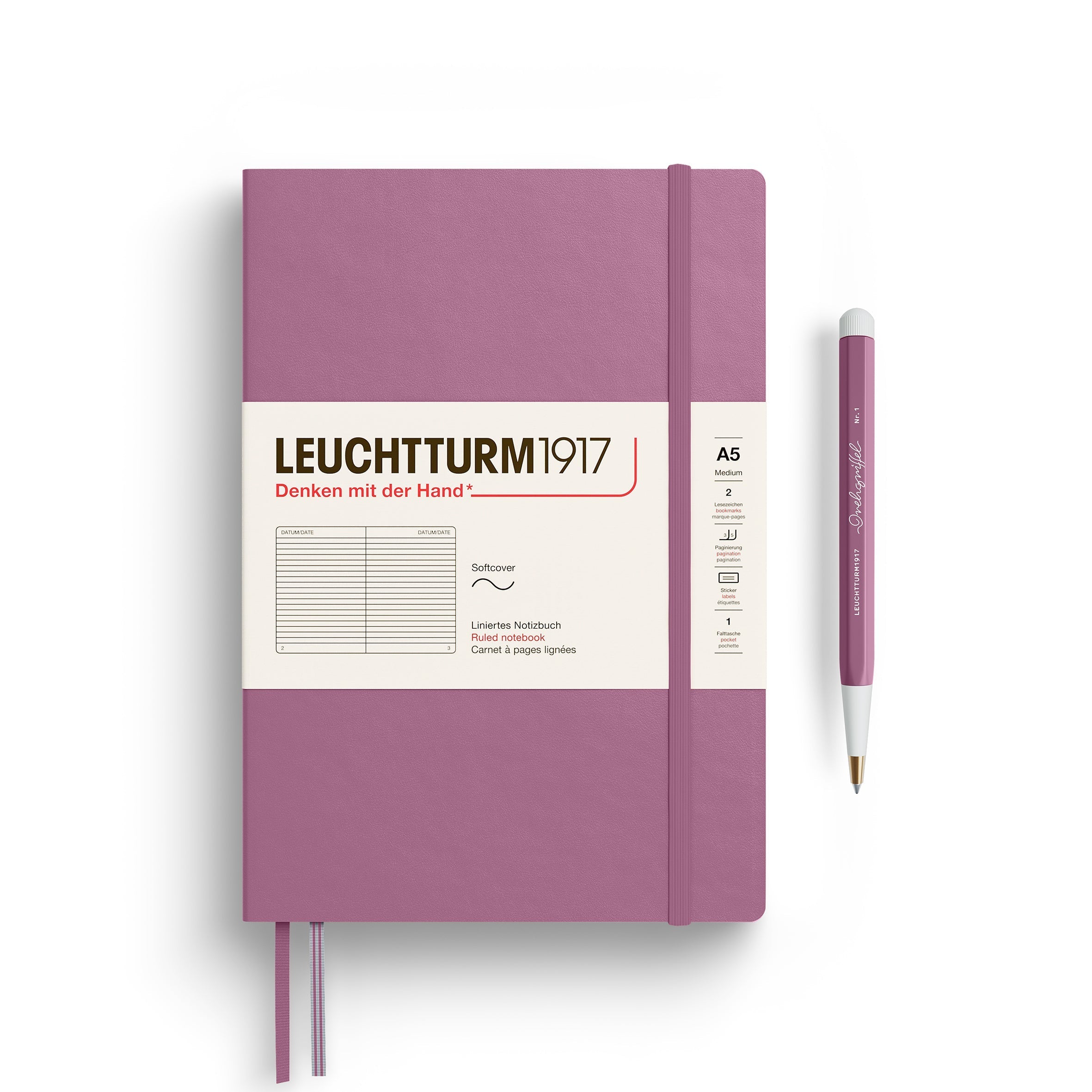 Carnet LEUCHTTURM1917 Classic - A5 - Softcover - Ligné - Dusty Rose - 4004117661419