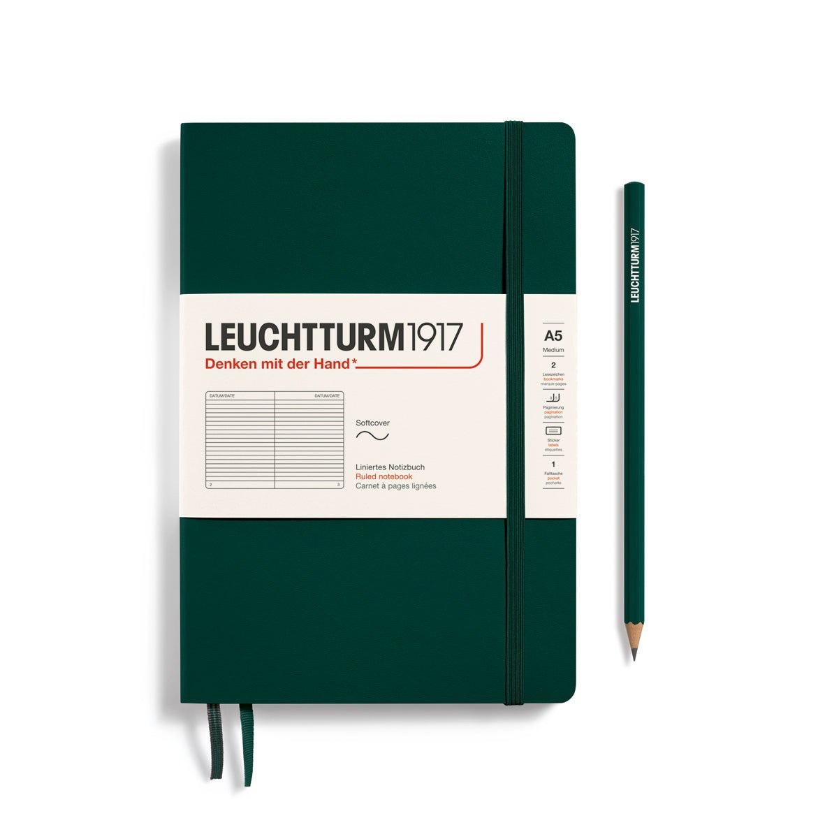 Carnet LEUCHTTURM1917 Classic - A5 - Softcover - Ligné - Forest Green - 4004117626081