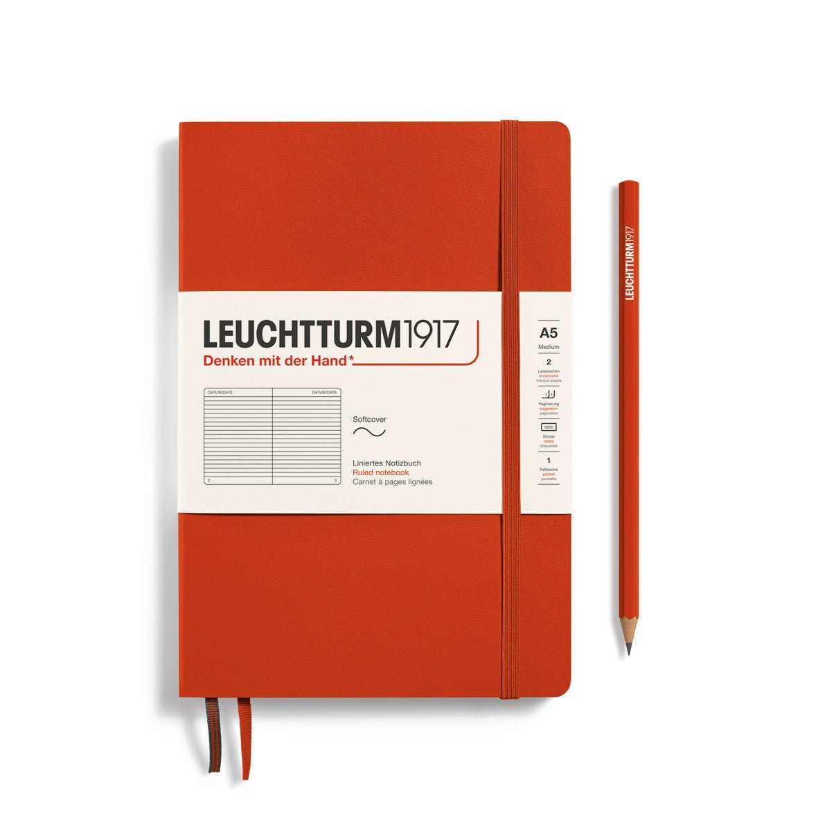 Carnet LEUCHTTURM1917 Classic - A5 - Softcover - Ligné - Fox Red - 4004117626050