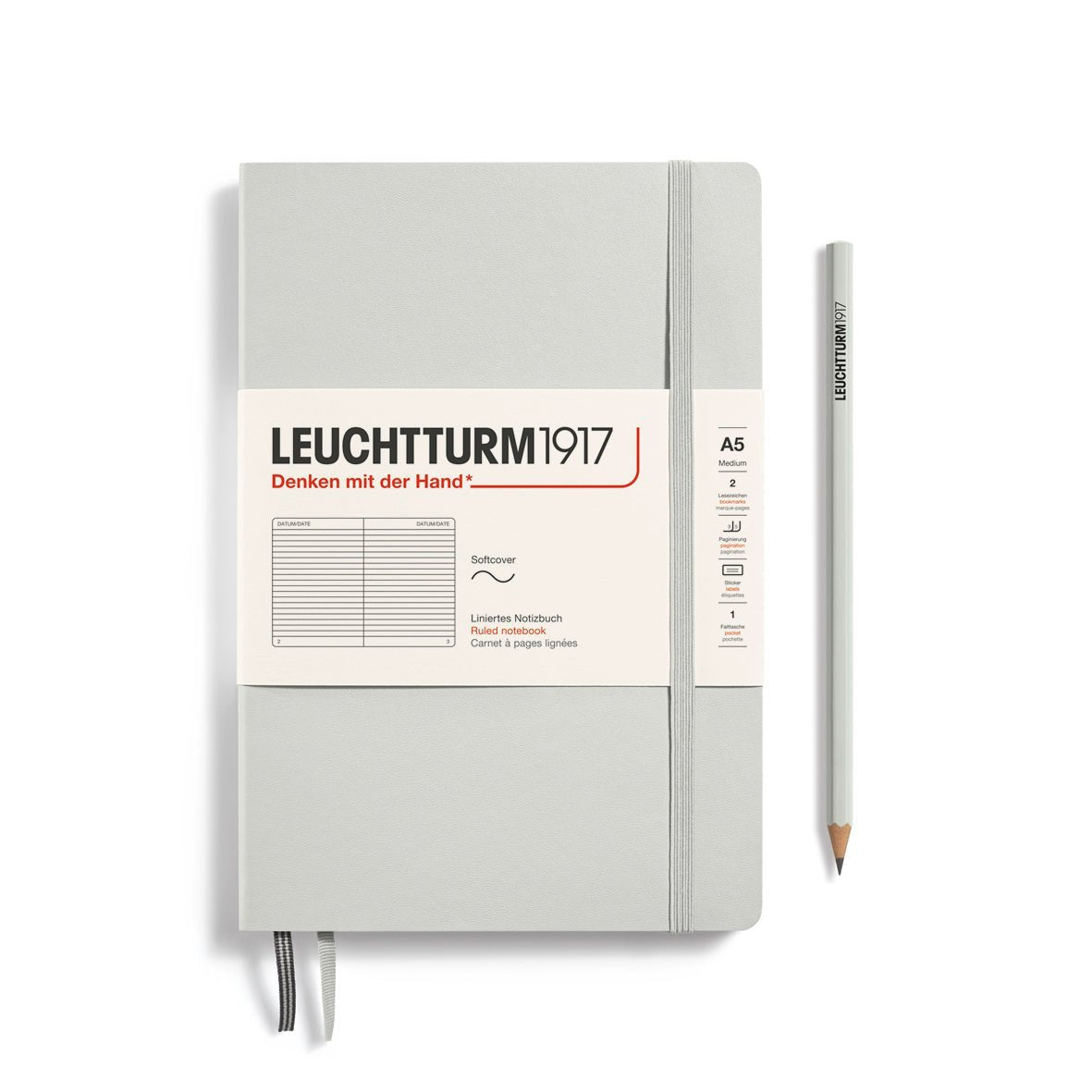 Carnet LEUCHTTURM1917 Classic - A5 - Softcover - Ligné - Light Grey - 4004117626029