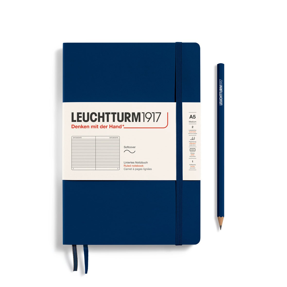 Carnet LEUCHTTURM1917 Classic - A5 - Softcover - Ligné - Navy - 4004117582936