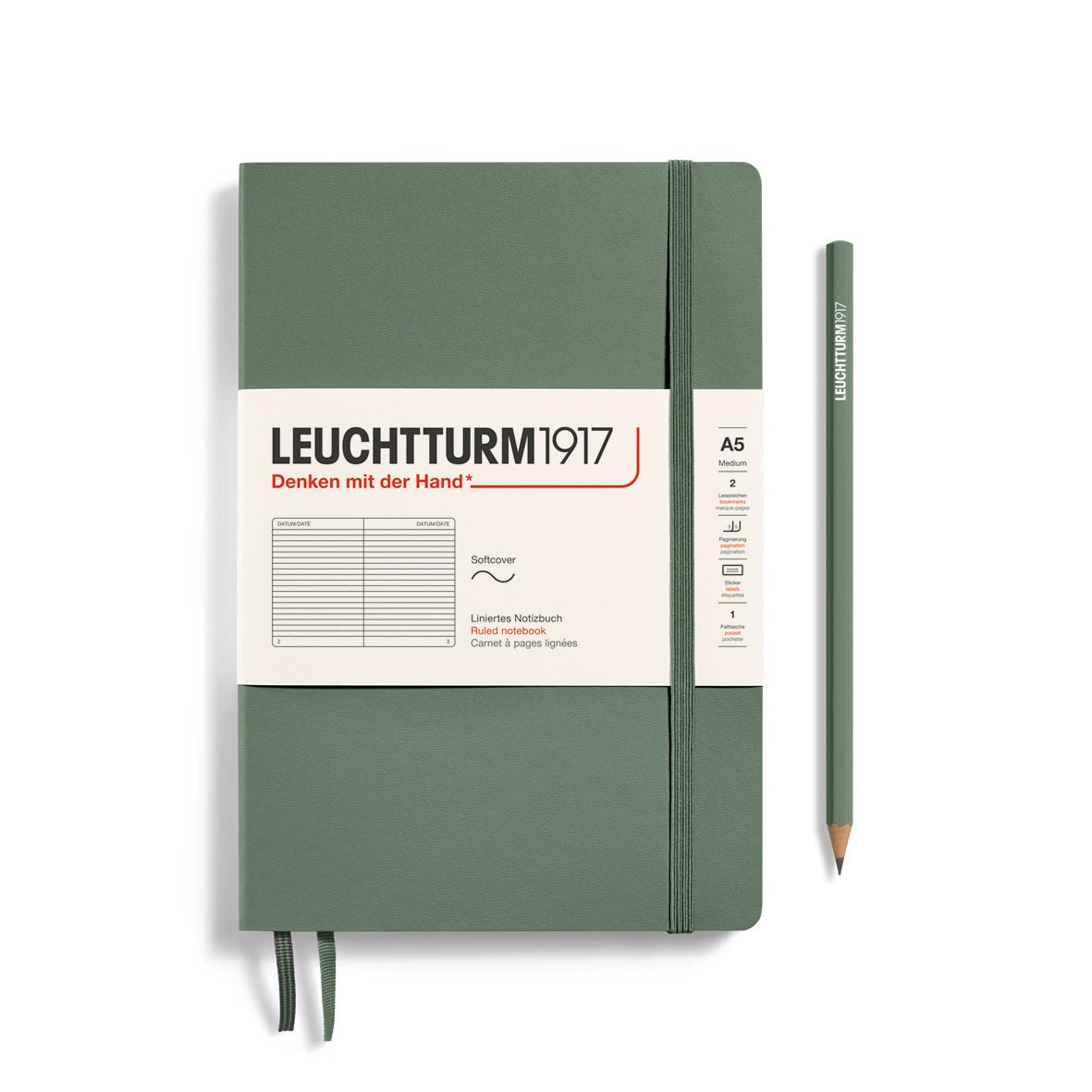 Carnet LEUCHTTURM1917 Classic - A5 - Softcover - Ligné - Olive - 4004117609541