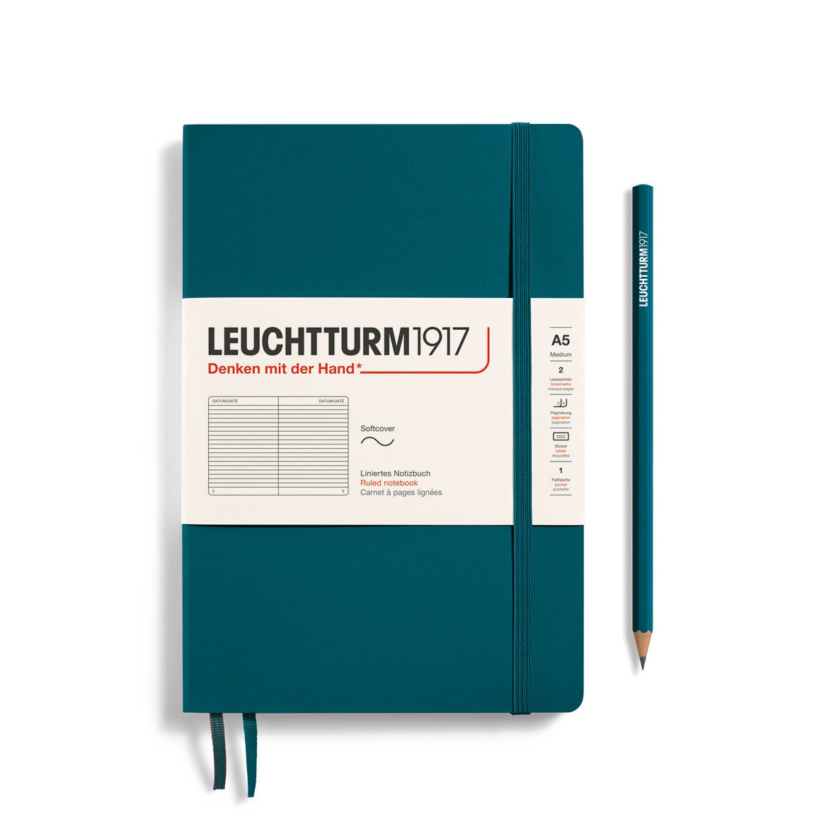 Carnet LEUCHTTURM1917 Classic - A5 - Softcover - Ligné - Pacific Green - 4004117582912