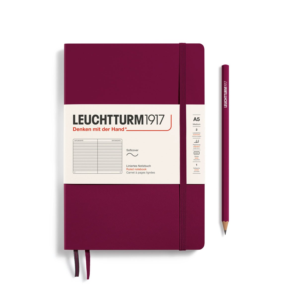 Carnet LEUCHTTURM1917 Classic - A5 - Softcover - Ligné - Port Red - 4004117582875