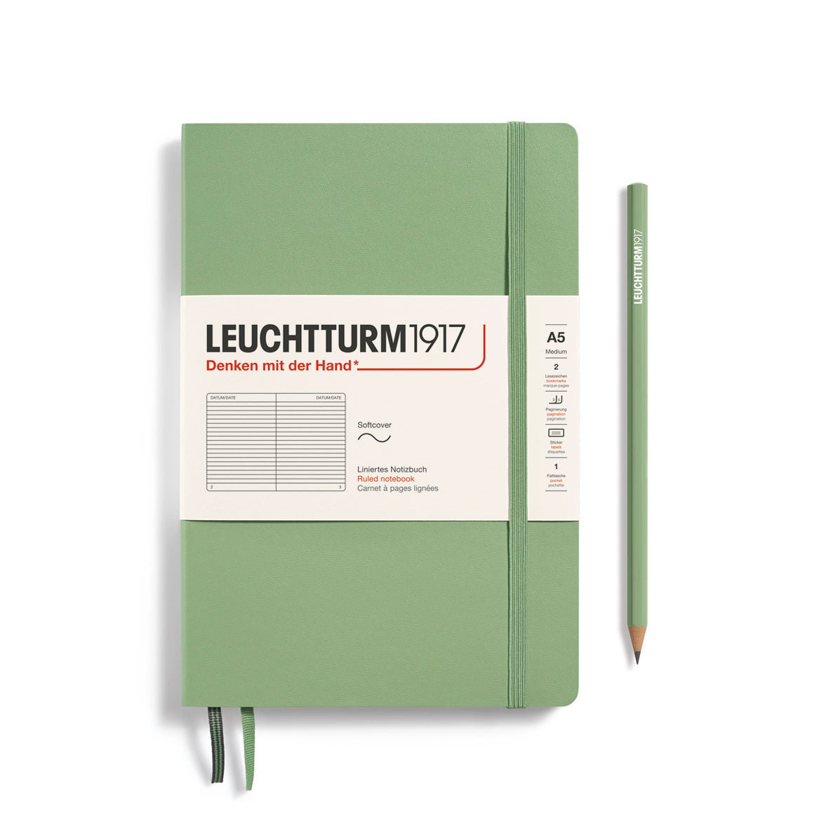 Carnet LEUCHTTURM1917 Classic - A5 - Softcover - Ligné - Sage - 4004117570063