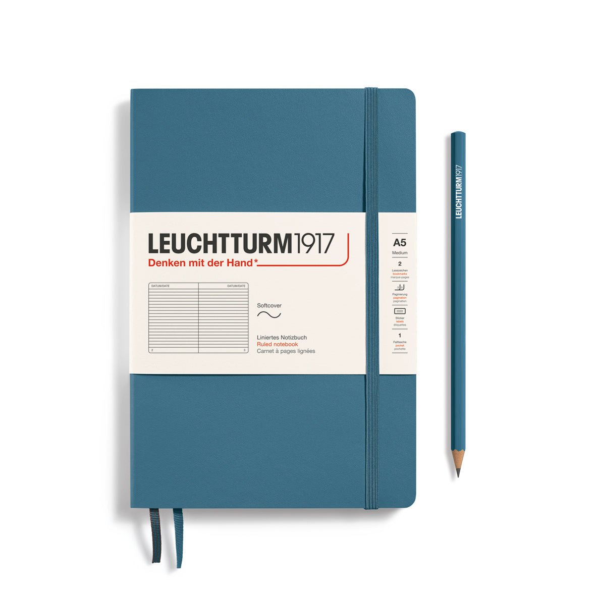 Carnet LEUCHTTURM1917 Classic - A5 - Softcover - Ligné - Stone Blue - 4004117588105