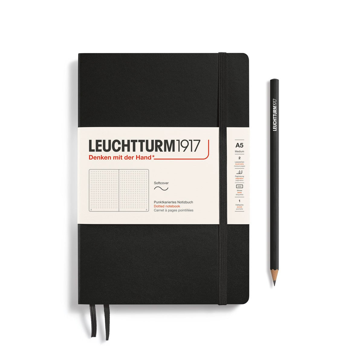 Carnet LEUCHTTURM1917 Classic - A5 - Softcover - Pointillé - Black - 4004117328220