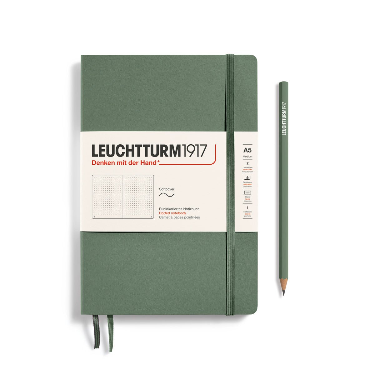 Carnet LEUCHTTURM1917 Classic - A5 - Softcover - Pointillé - Olive - 4004117609534