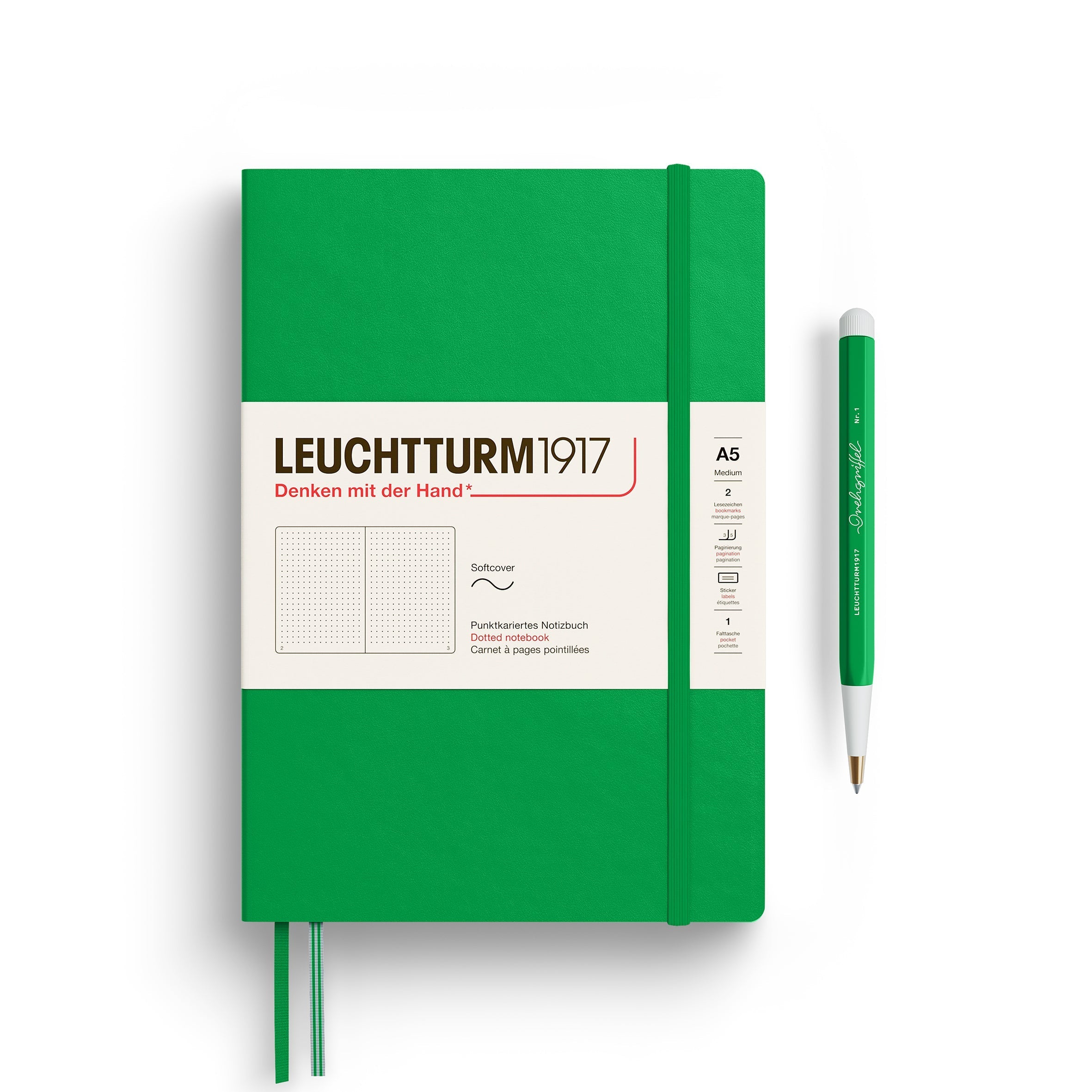 Carnet LEUCHTTURM1917 Classic - A5 - Softcover - Pointillé - Spring Leaf - 4004117661464