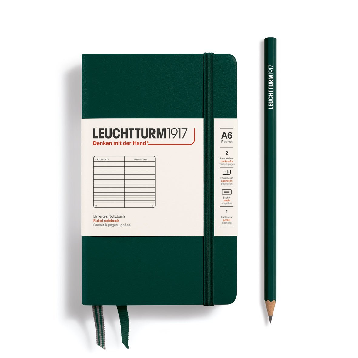 Carnet LEUCHTTURM1917 Classic - A6 - Hardcover - Ligné - Forest Green - 4004117647871