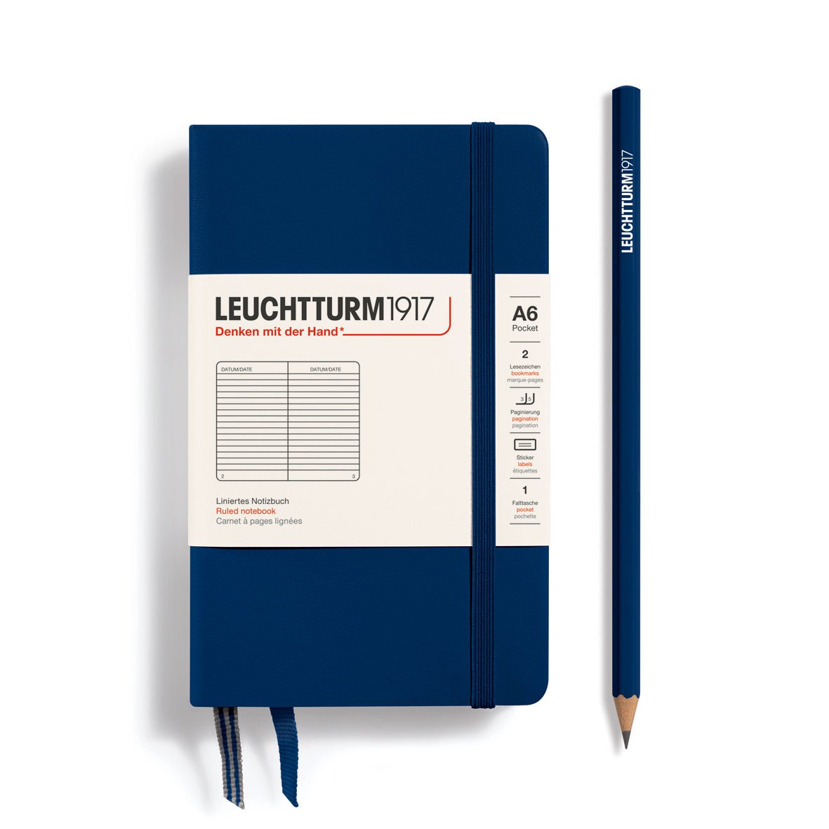 Carnet LEUCHTTURM1917 Classic - A6 - Hardcover - Ligné - Navy - 4004117393808