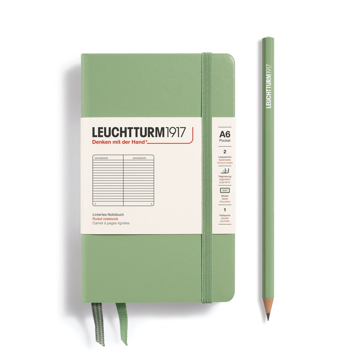 Carnet LEUCHTTURM1917 Classic - A6 - Hardcover - Ligné - Sage - 4004117593420