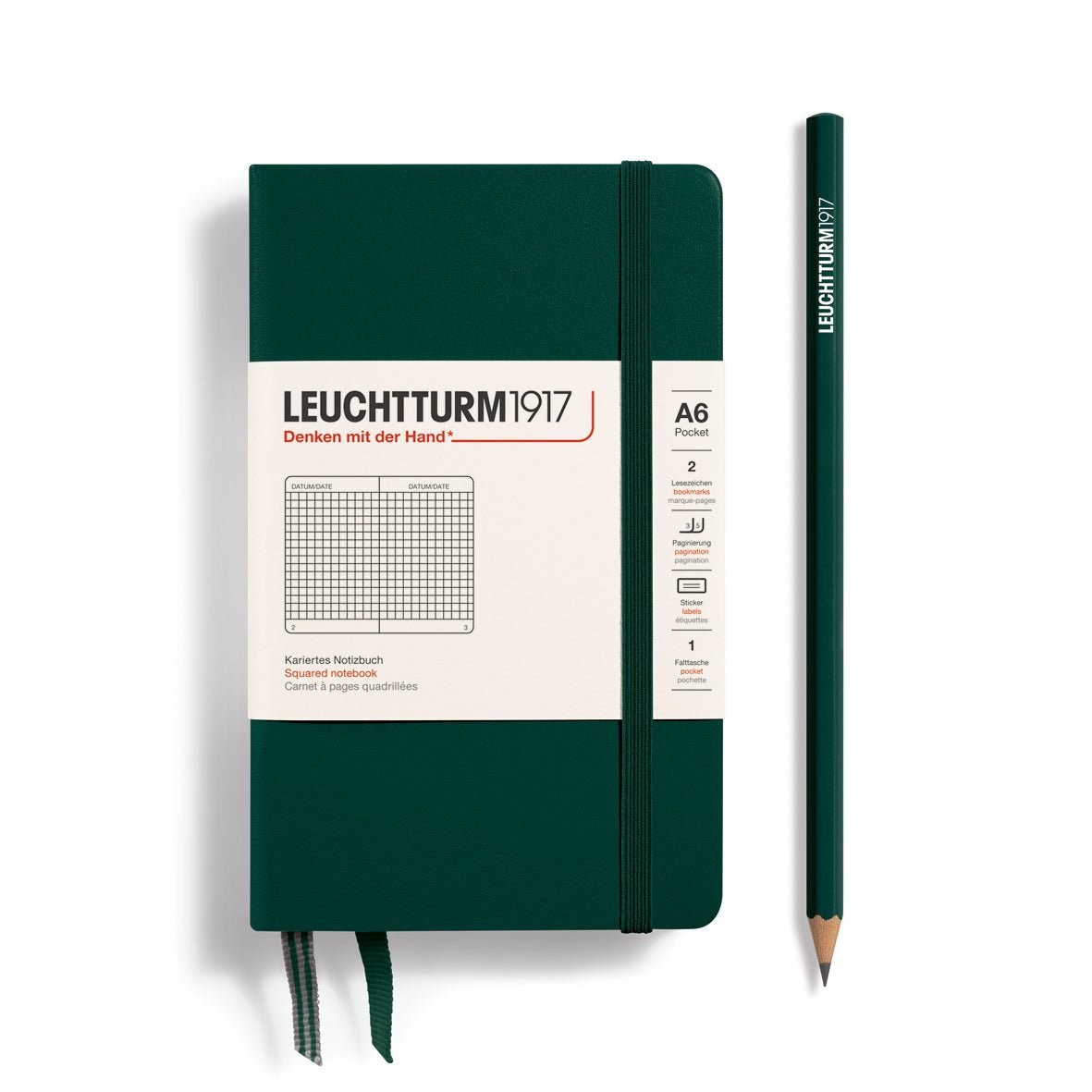 Carnet LEUCHTTURM1917 Classic - A6 - Hardcover - Quadrillé - Forest Green - 4004117647888