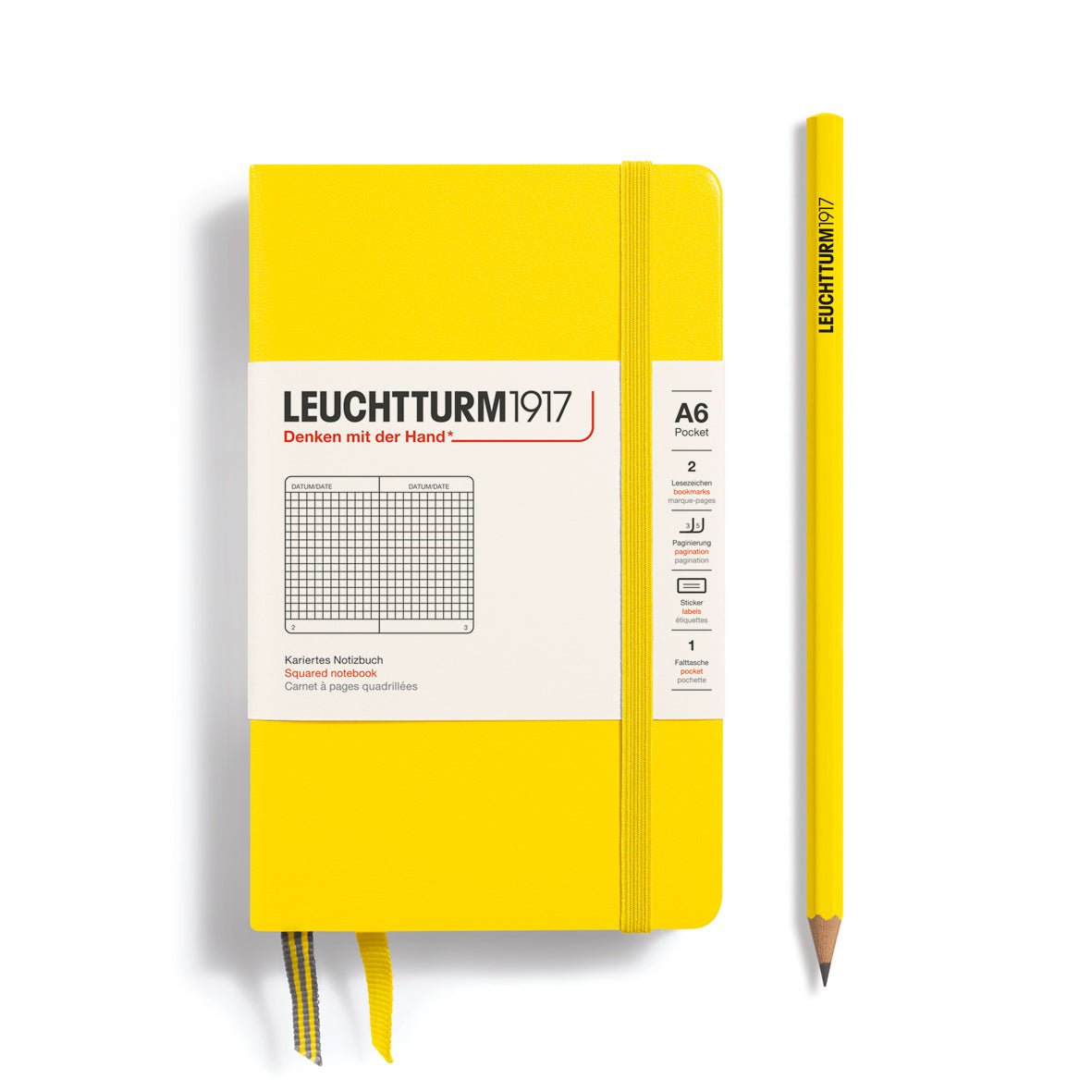 Carnet LEUCHTTURM1917 Classic - A6 - Hardcover - Quadrillé - Lemon - 4004117424823