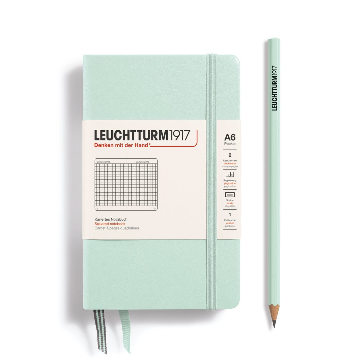 Carnet LEUCHTTURM1917 Classic - A6 - Hardcover - Quadrillé - Mint Green - 