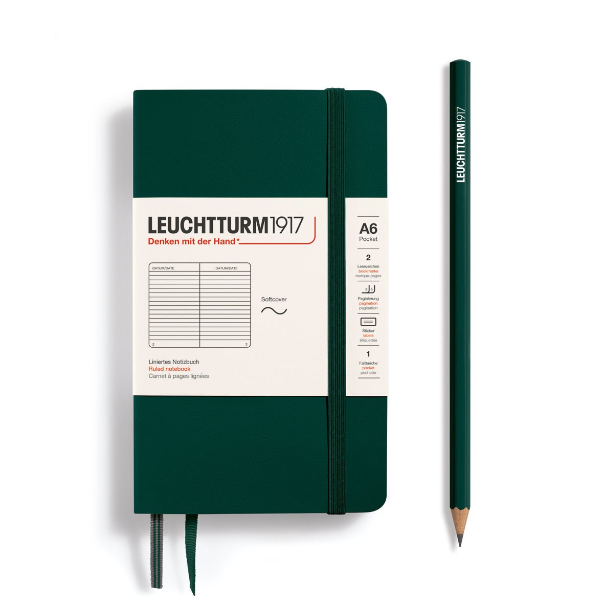 Carnet LEUCHTTURM1917 Classic - A6 - Softcover - Ligné - Forest Green - 4004117648168