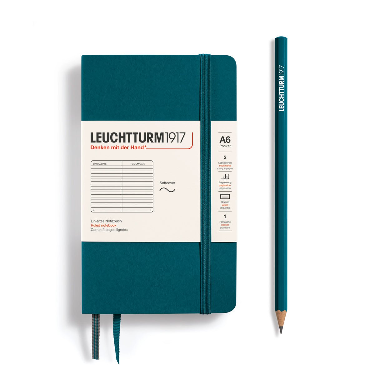 Carnet LEUCHTTURM1917 Classic - A6 - Softcover - Ligné - Pacific Green - 4004117582967